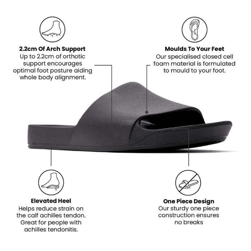 Archies Black Arch Support Slides Orthotic